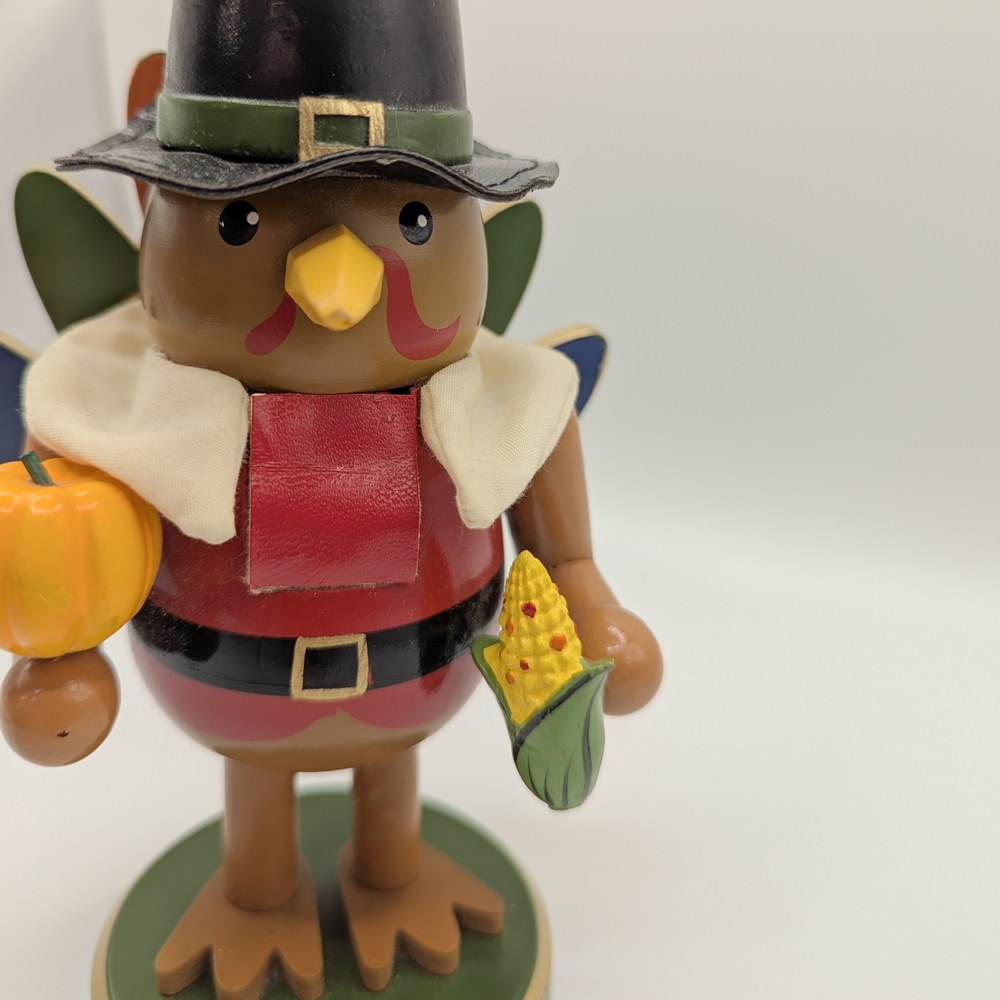 FUNPENY Thanksgiving Decoration, 7"  Handmade Turkey Collectible Wooden Nutcrack